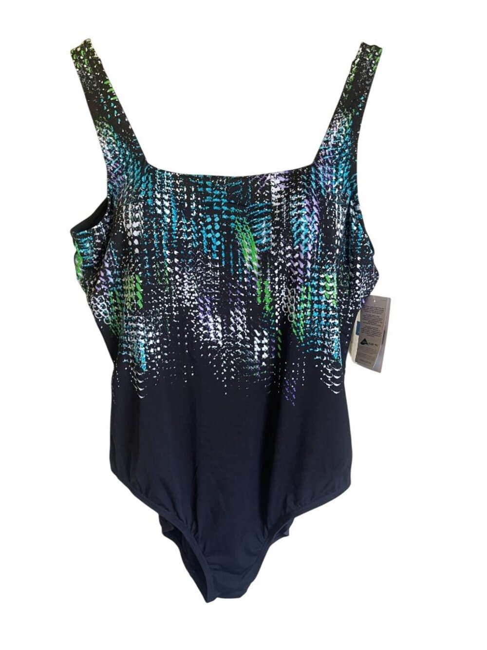 New! Swimsuits for All Black One Piece Swimsuit Size 20 Green White Blue Abstrac